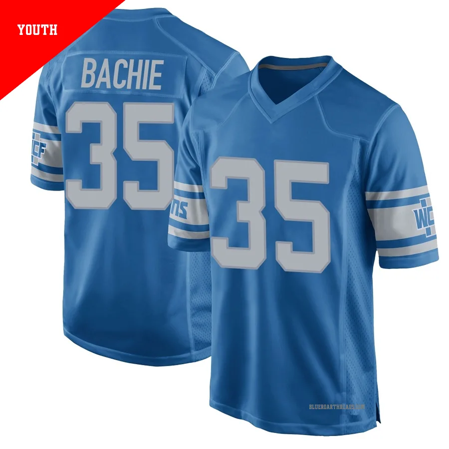 Youth Joe Bachie ＃35 Detroit Lions Blue Game Throwback Vapor Untouchable Jersey