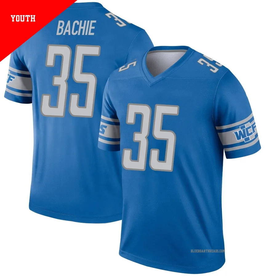 Youth Joe Bachie ＃35 Detroit Lions Blue Legend Jersey