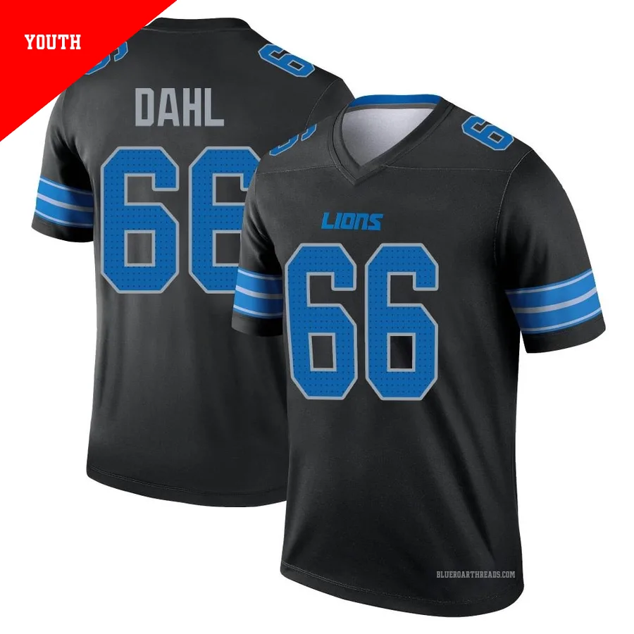 Youth Joe Dahl ＃66 Detroit Lions Black Legend Jersey