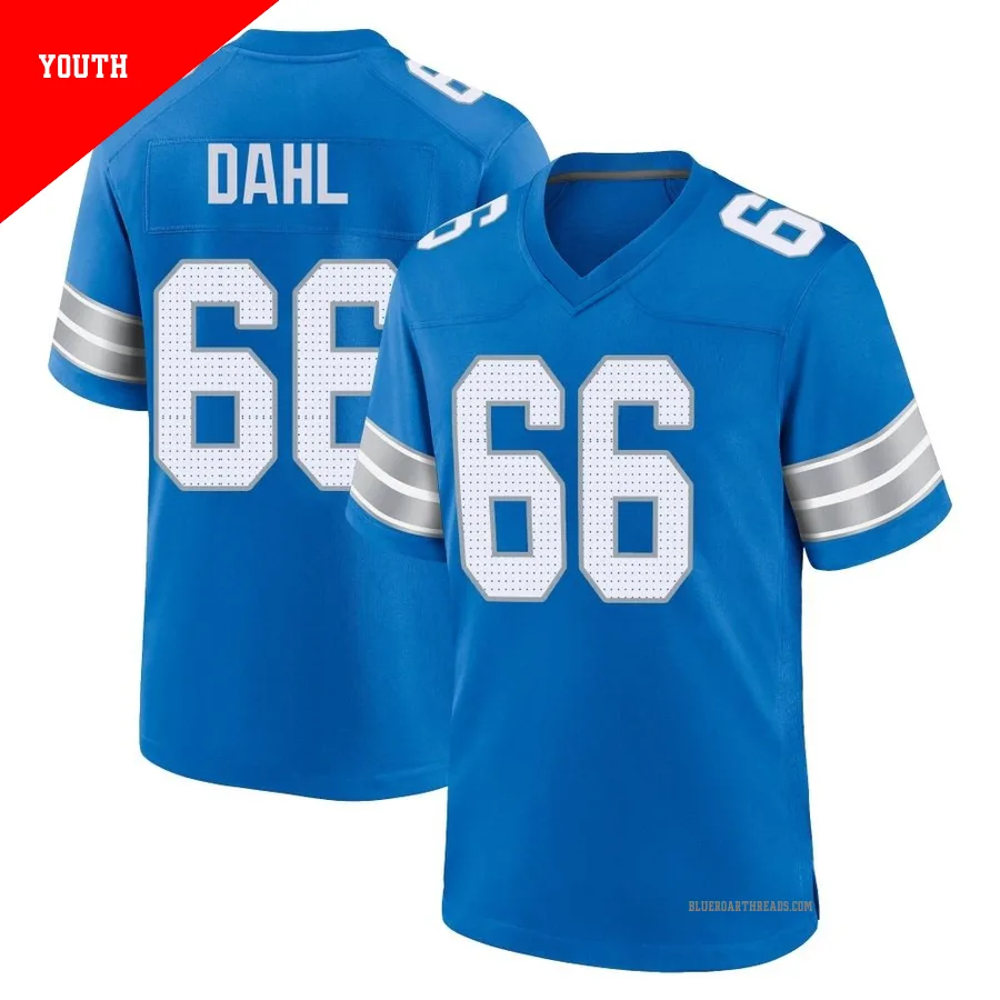Youth Joe Dahl ＃66 Detroit Lions Blue Game 2nd Jersey