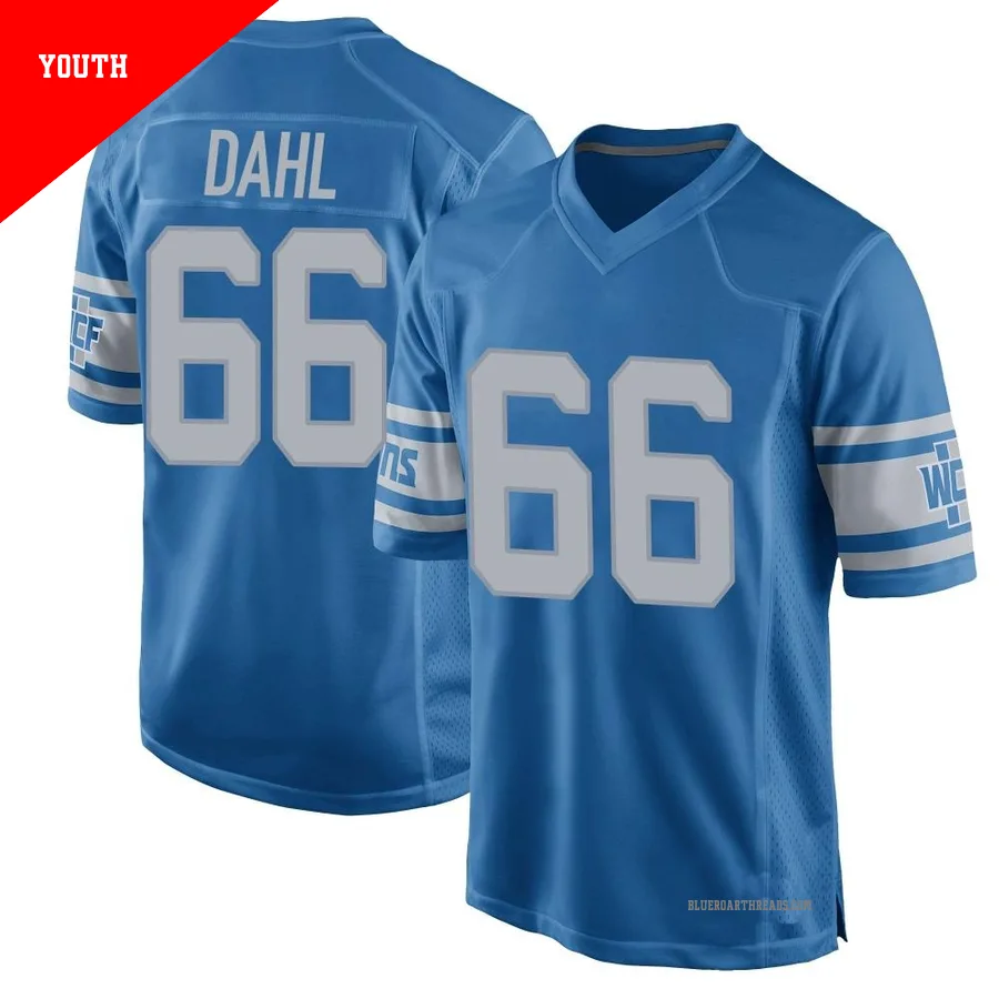 Youth Joe Dahl ＃66 Detroit Lions Blue Game Throwback Vapor Untouchable Jersey