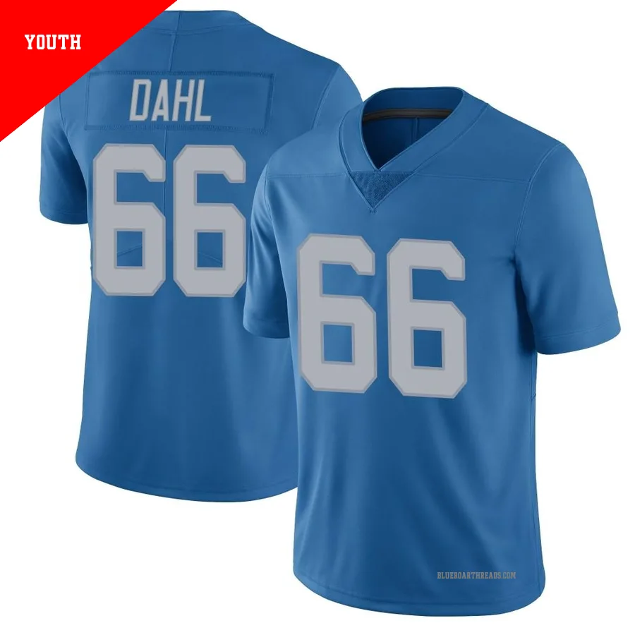 Youth Joe Dahl ＃66 Detroit Lions Blue Limited Throwback Vapor Untouchable Jersey