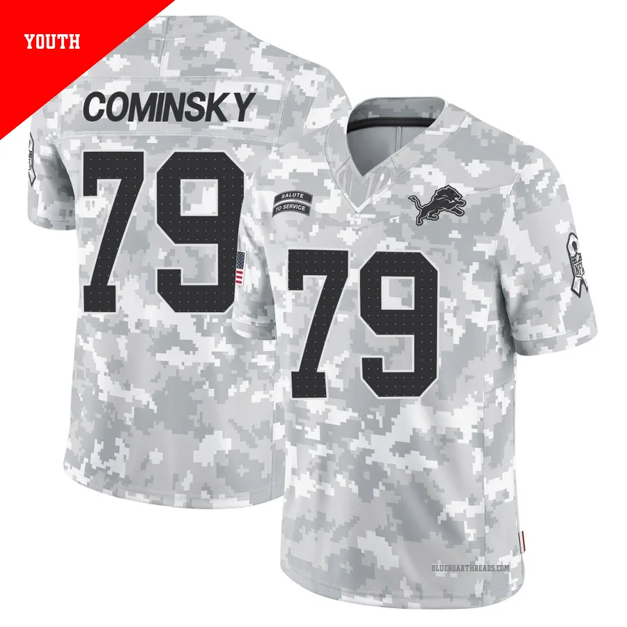 Youth John Cominsky ＃79 Detroit Lions Arctic Camo Limited 2024 Salute to Service Jersey