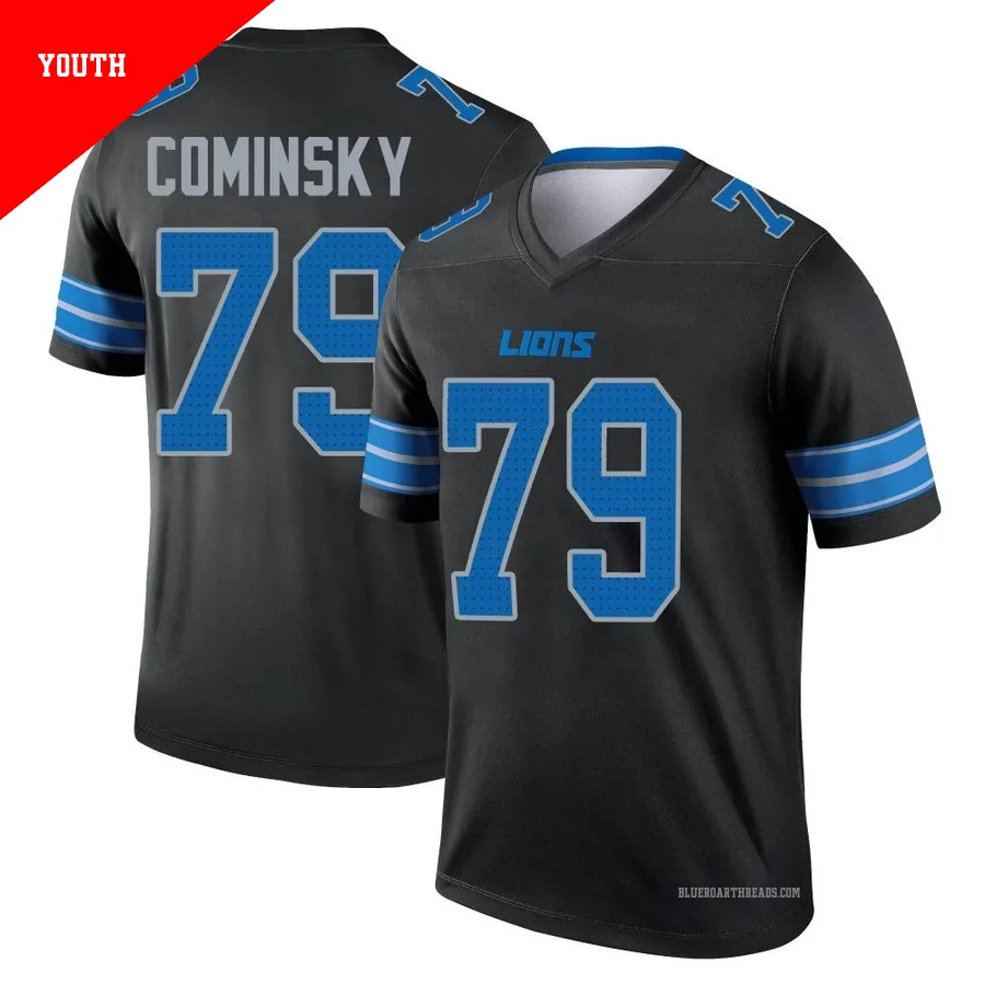 Youth John Cominsky ＃79 Detroit Lions Black Legend Jersey
