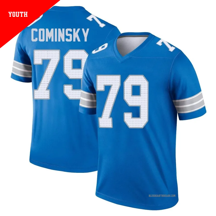 Youth John Cominsky ＃79 Detroit Lions Blue Legend 2nd Jersey
