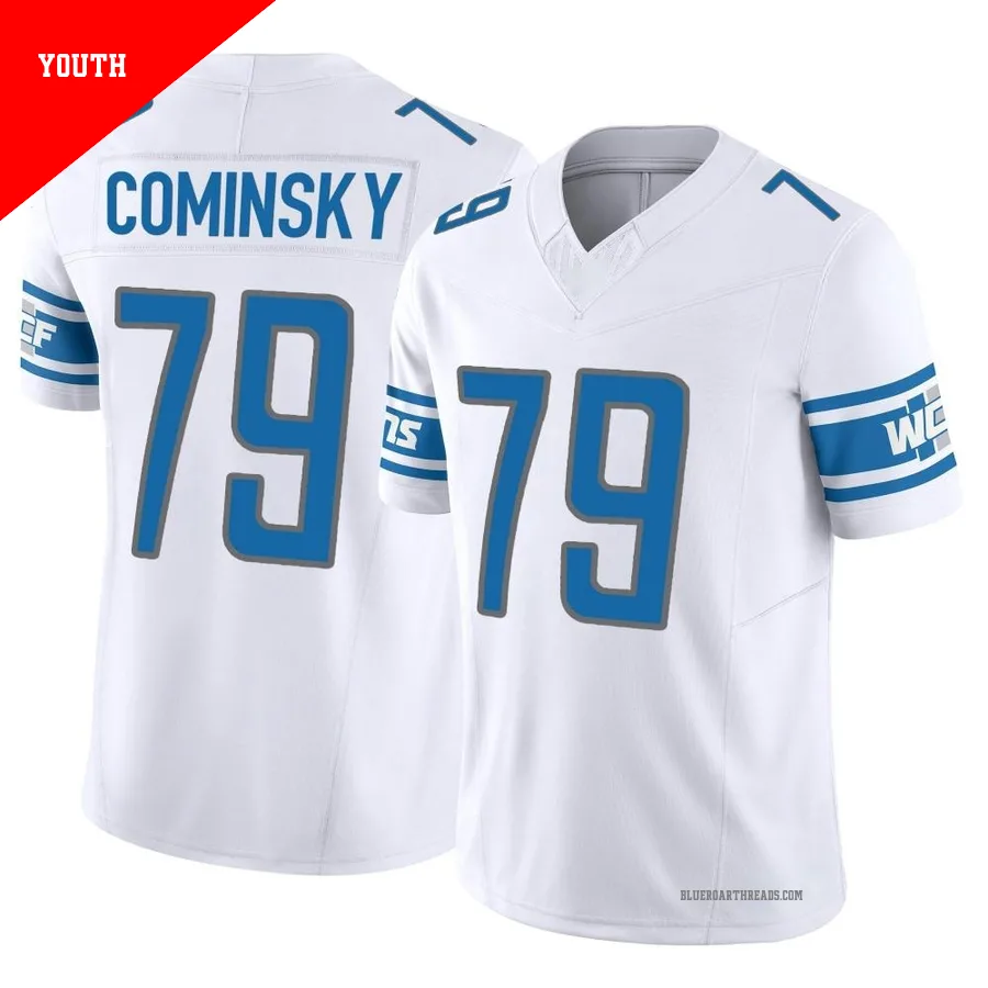 Youth John Cominsky ＃79 Detroit Lions White Limited Vapor F.U.S.E. Jersey