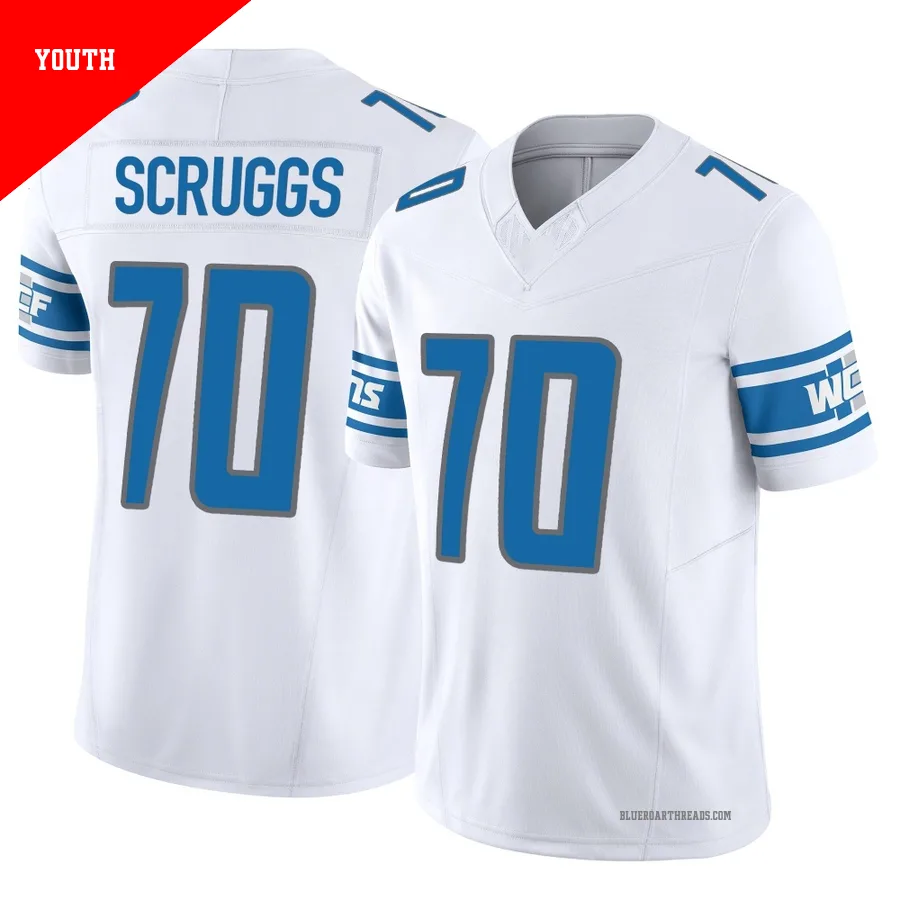 Youth Juice Scruggs ＃70 Detroit Lions White Limited Vapor F.U.S.E. Jersey