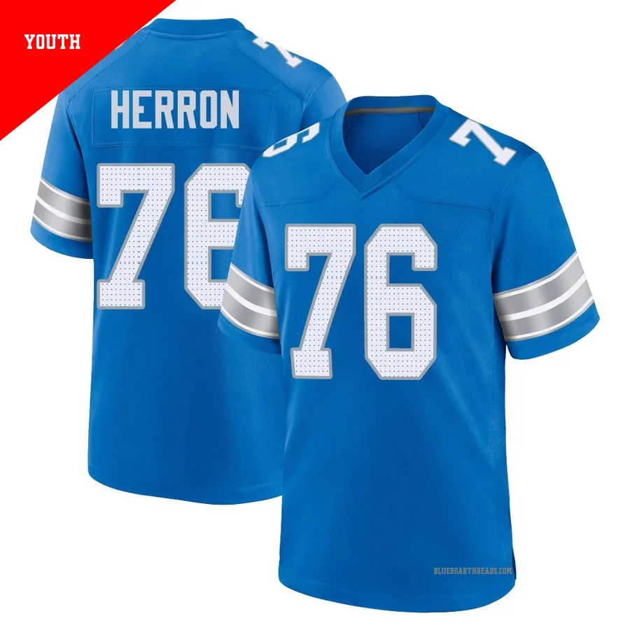 Youth Justin Herron ＃76 Detroit Lions Blue Game 2nd Jersey