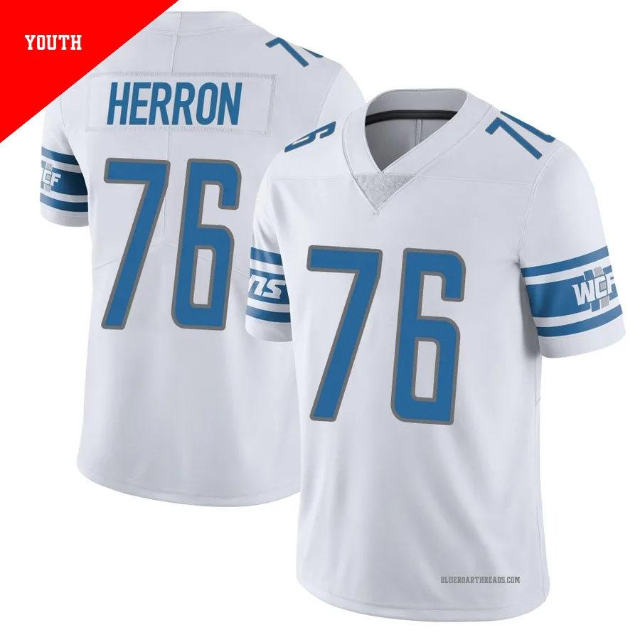 Youth Justin Herron ＃76 Detroit Lions White Limited Vapor Untouchable Jersey