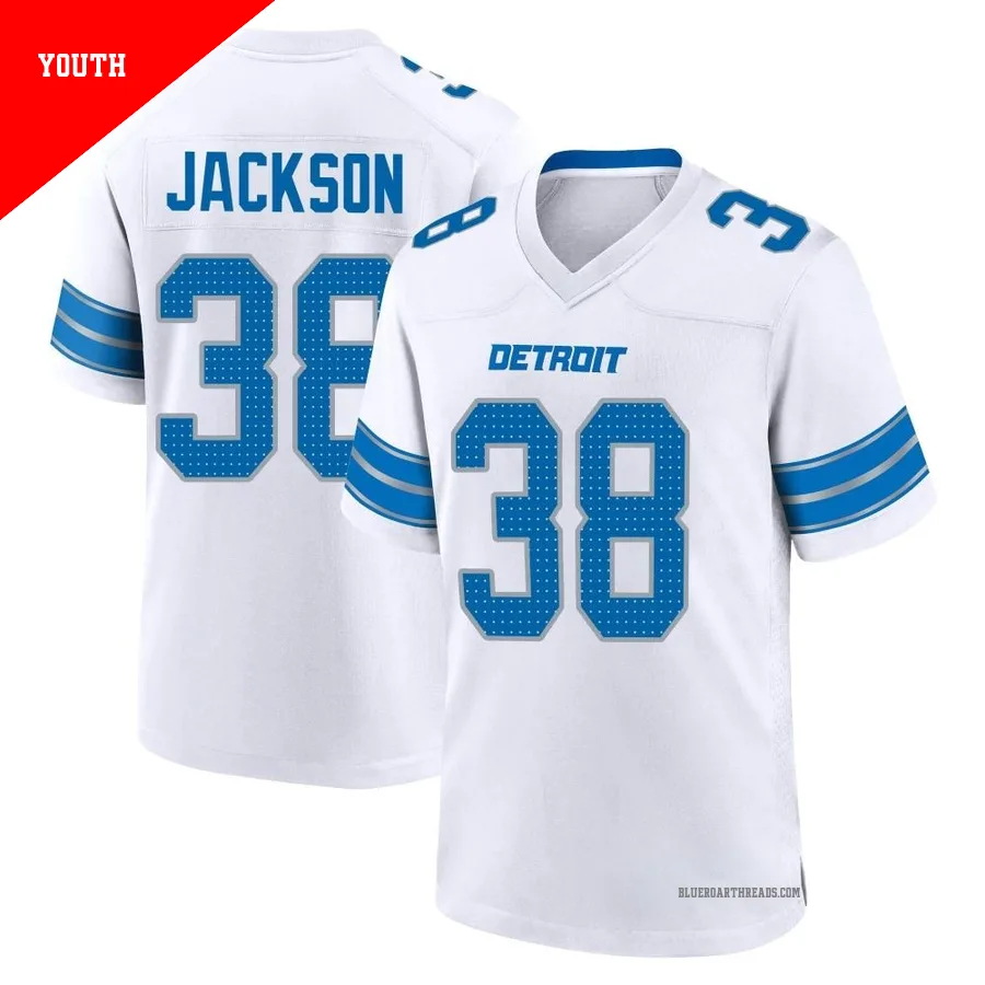 Youth Justin Jackson ＃38 Detroit Lions White Game 2nd Jersey