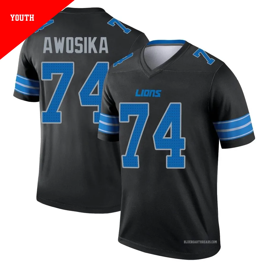 Youth Kayode Awosika ＃74 Detroit Lions Black Legend Jersey
