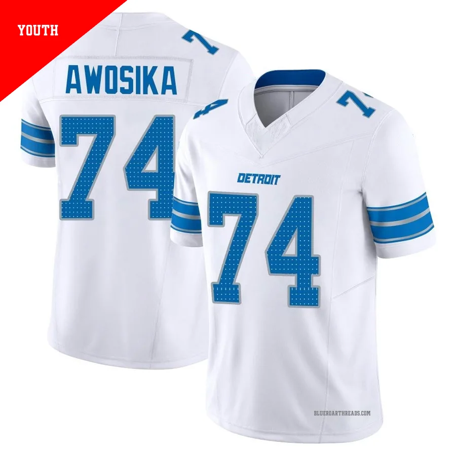 Youth Kayode Awosika ＃74 Detroit Lions White Limited Vapor F.U.S.E. 2nd Jersey