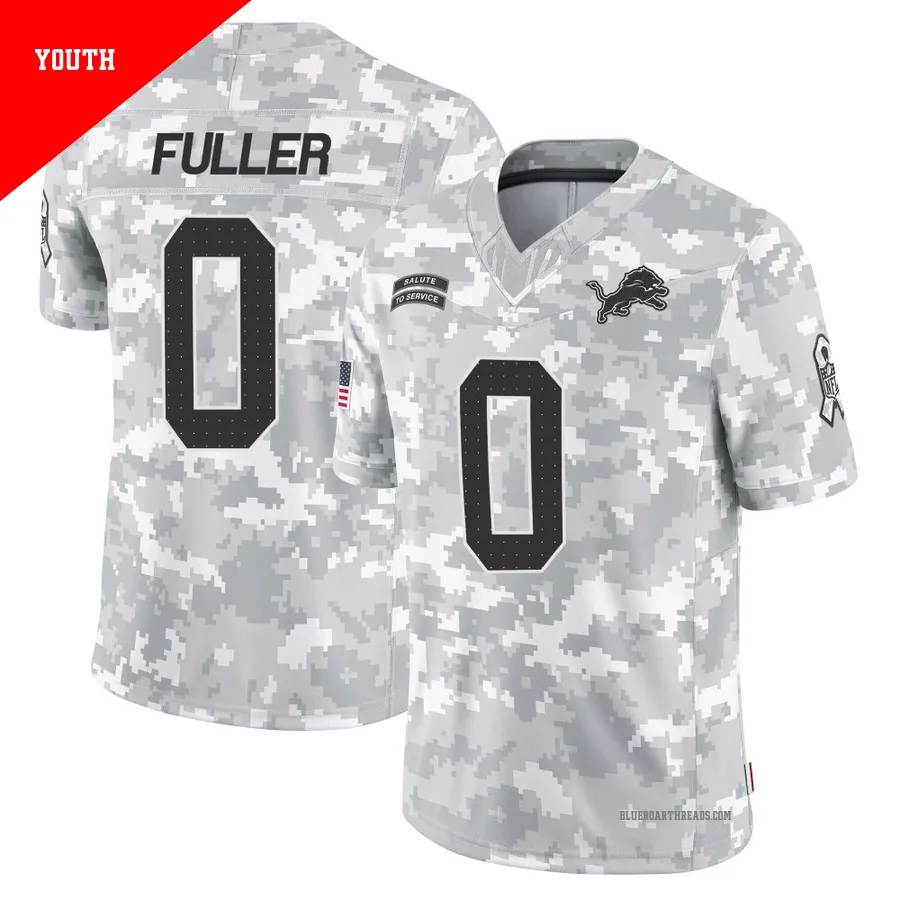 Youth Kendall Fuller ＃0 Detroit Lions Arctic Camo Limited 2024 Salute to Service Jersey