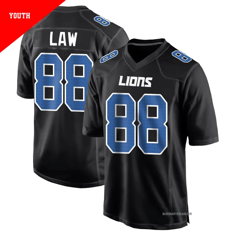 Youth Kendrick Law ＃88 Detroit Lions Black Game Carbon Fashion Jersey