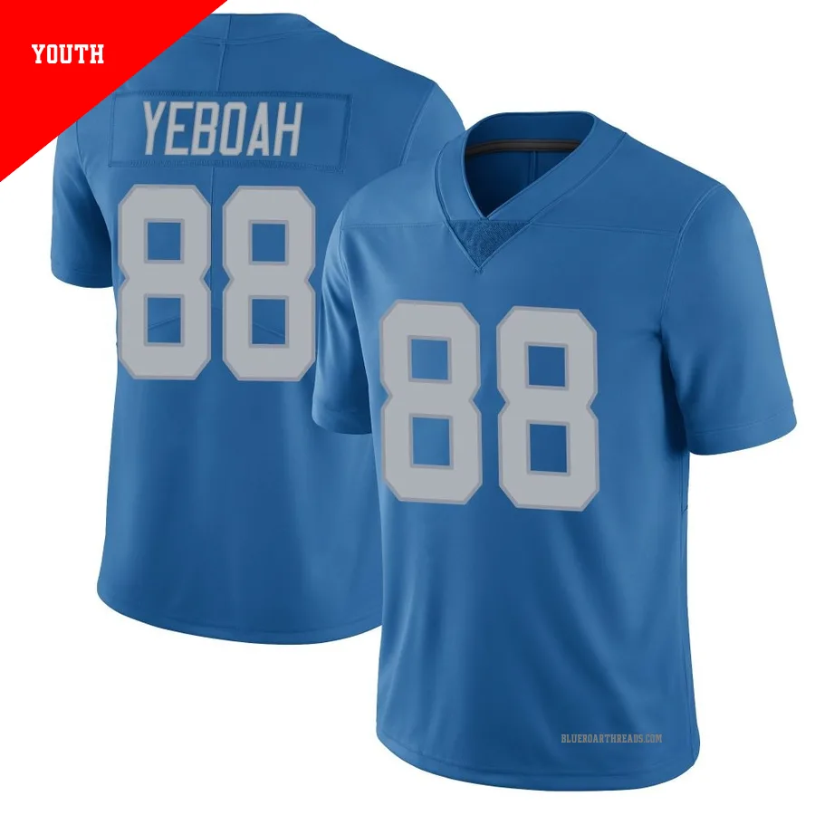 Youth Kenny Yeboah ＃88 Detroit Lions Blue Limited Throwback Vapor Untouchable Jersey
