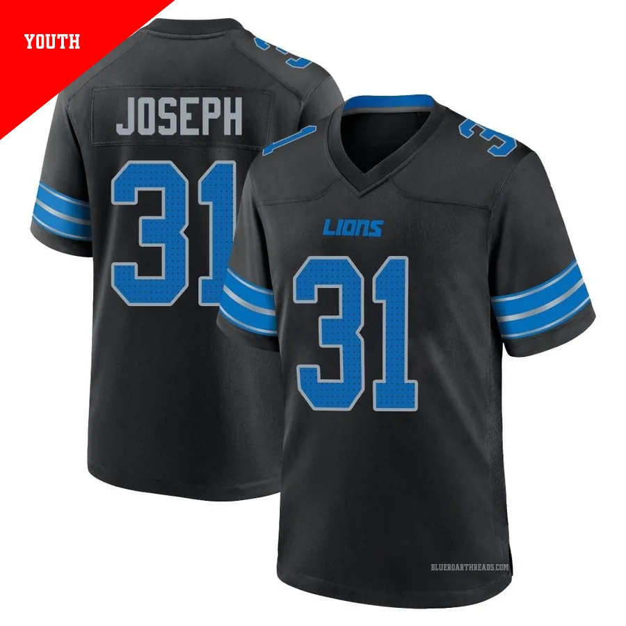 Youth Kerby Joseph ＃31 Detroit Lions Black Game Alternate 2nd Jersey