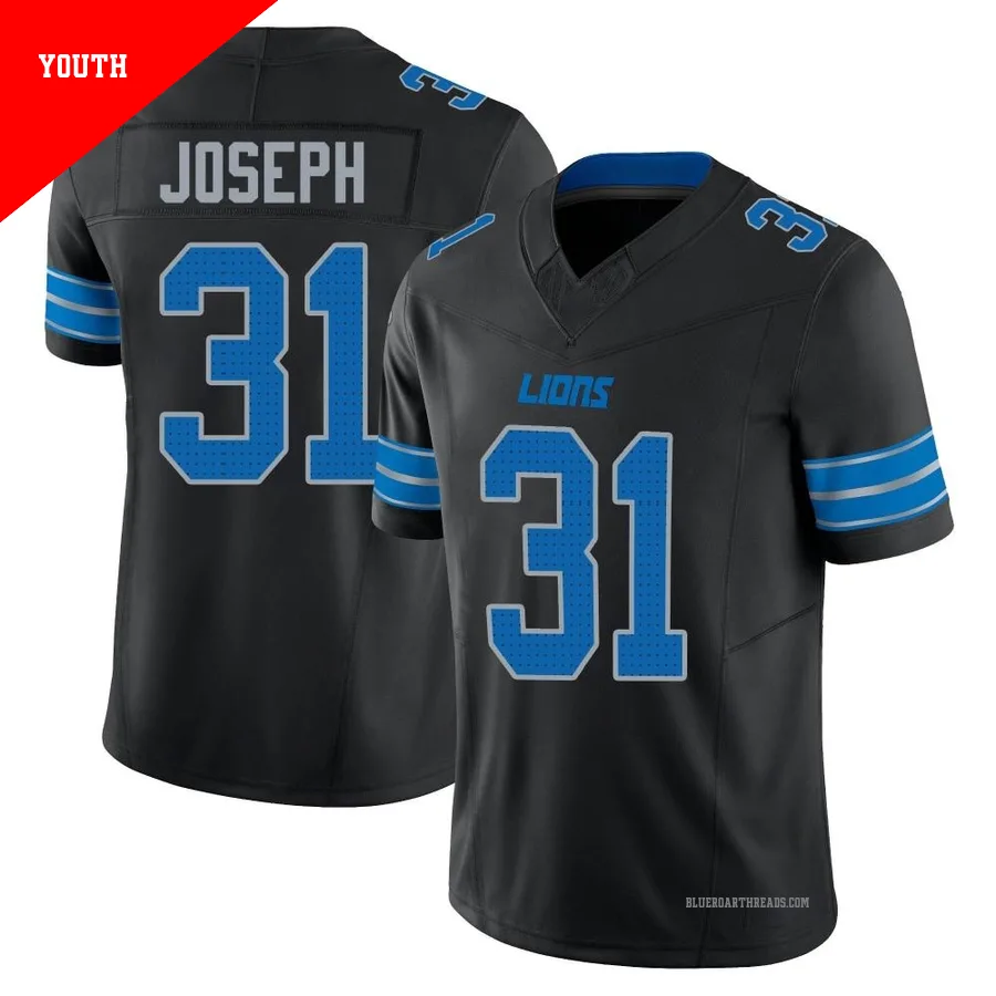 Youth Kerby Joseph ＃31 Detroit Lions Black Limited Alternate Vapor F.U.S.E. 2nd Jersey