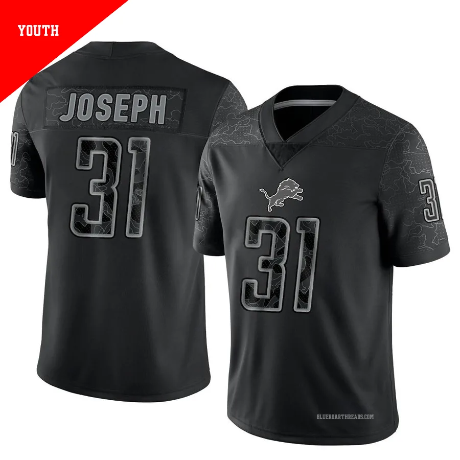 Youth Kerby Joseph ＃31 Detroit Lions Black Limited Reflective Jersey
