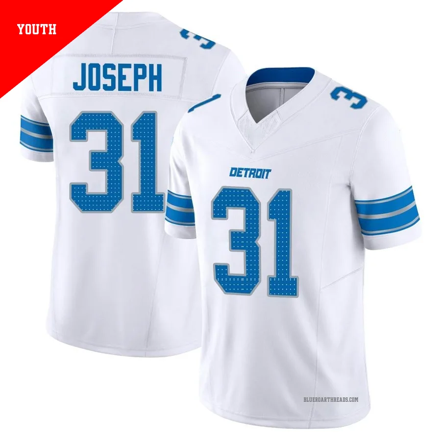 Youth Kerby Joseph ＃31 Detroit Lions White Limited Vapor F.U.S.E. 2nd Jersey