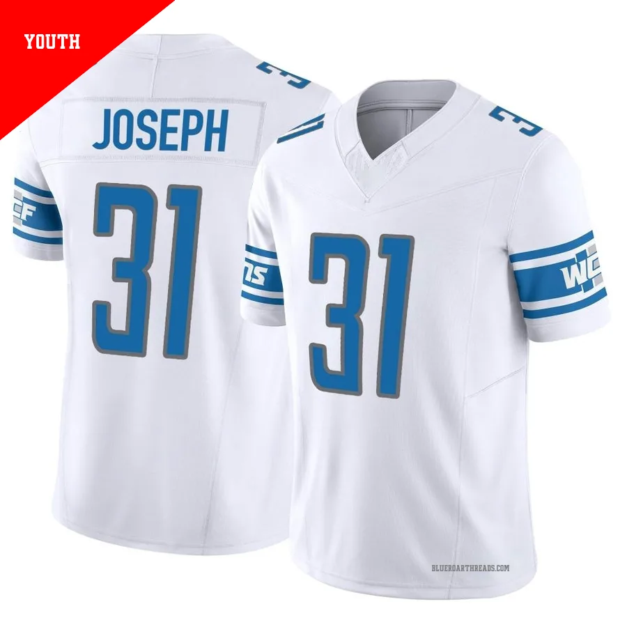 Youth Kerby Joseph ＃31 Detroit Lions White Limited Vapor F.U.S.E. Jersey