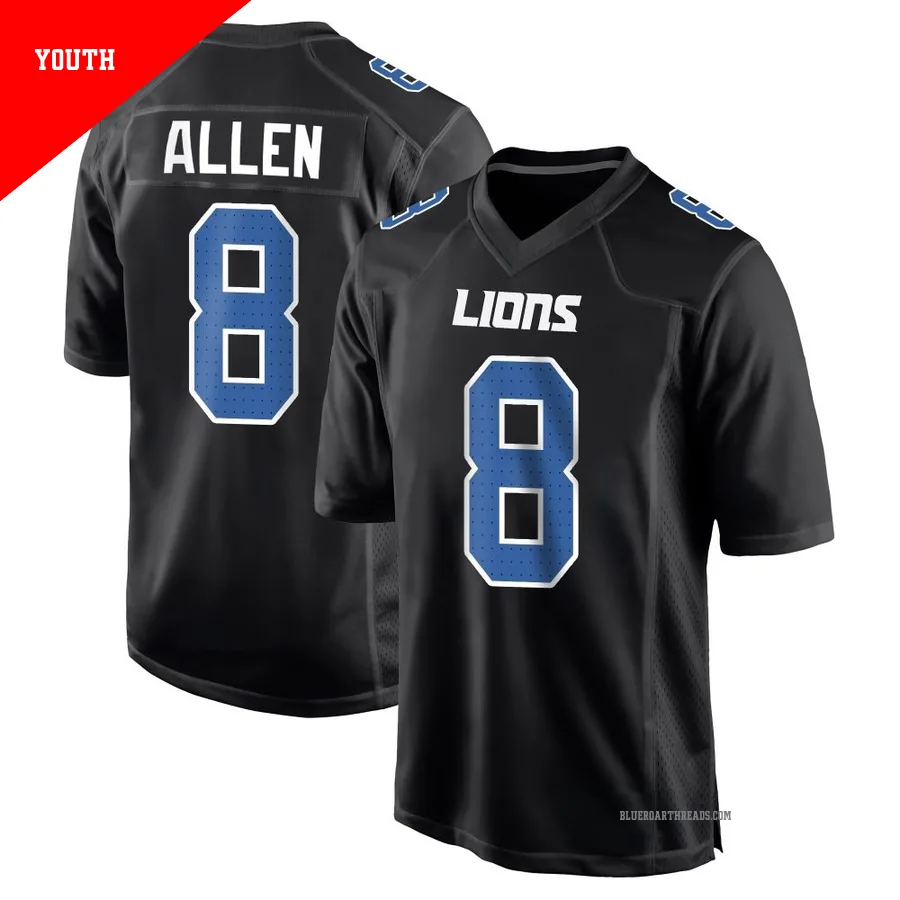 Youth Kyle Allen ＃8 Detroit Lions Black Game Carbon Fashion Jersey