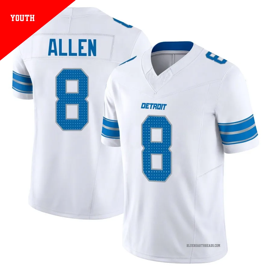 Youth Kyle Allen ＃8 Detroit Lions White Limited Vapor F.U.S.E. 2nd Jersey