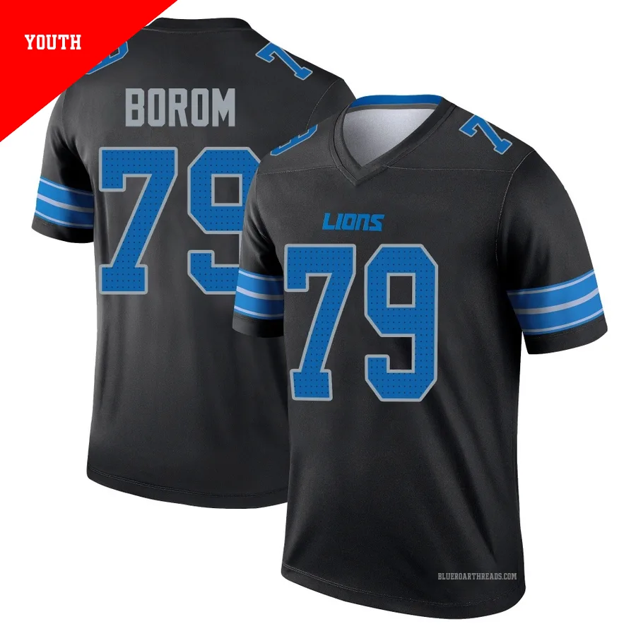 Youth Larry Borom ＃79 Detroit Lions Black Legend Jersey