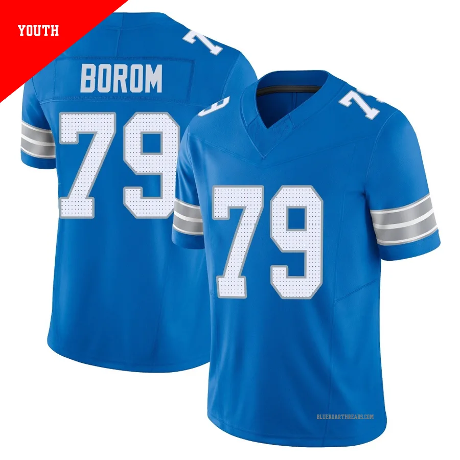 Youth Larry Borom ＃79 Detroit Lions Blue Limited Vapor F.U.S.E. 2nd Jersey
