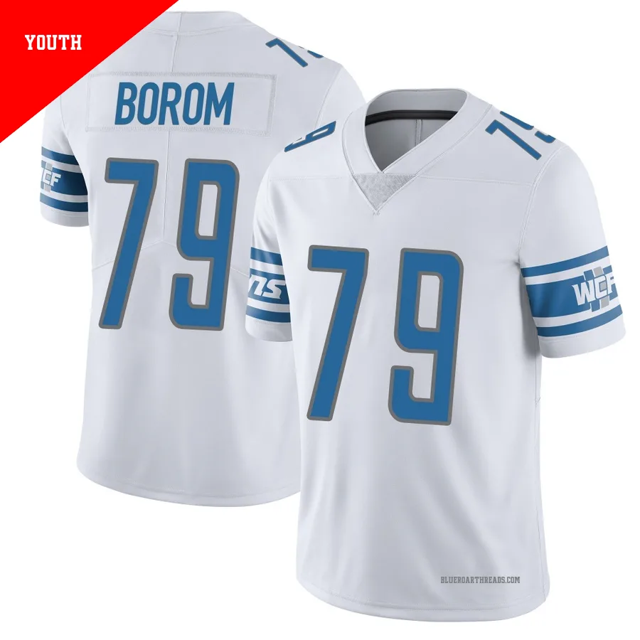Youth Larry Borom ＃79 Detroit Lions White Limited Vapor Untouchable Jersey