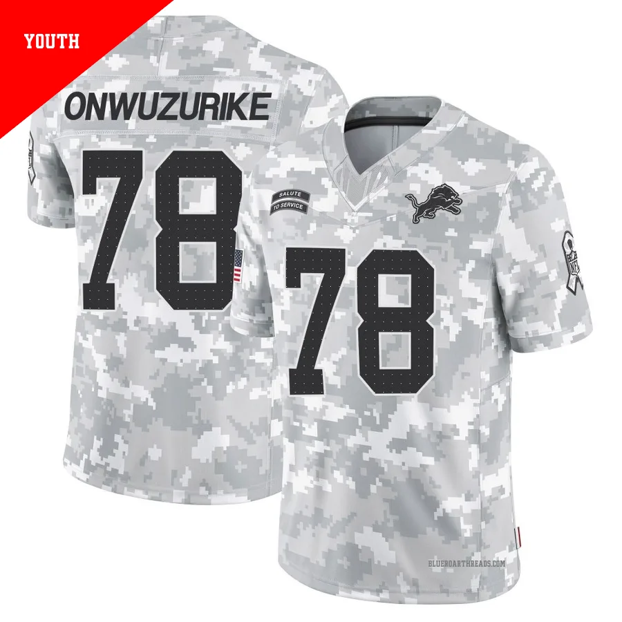 Youth Levi Onwuzurike ＃78 Detroit Lions Arctic Camo Limited 2024 Salute to Service Jersey