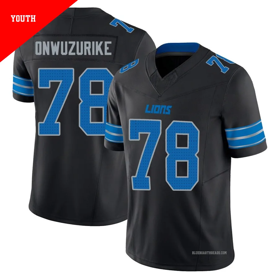 Youth Levi Onwuzurike ＃78 Detroit Lions Black Limited Alternate Vapor F.U.S.E. 2nd Jersey
