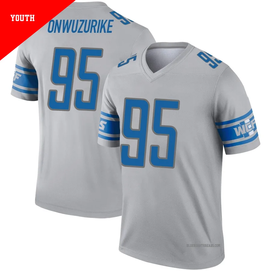 Youth Levi Onwuzurike ＃95 Detroit Lions Gray Legend Inverted Jersey