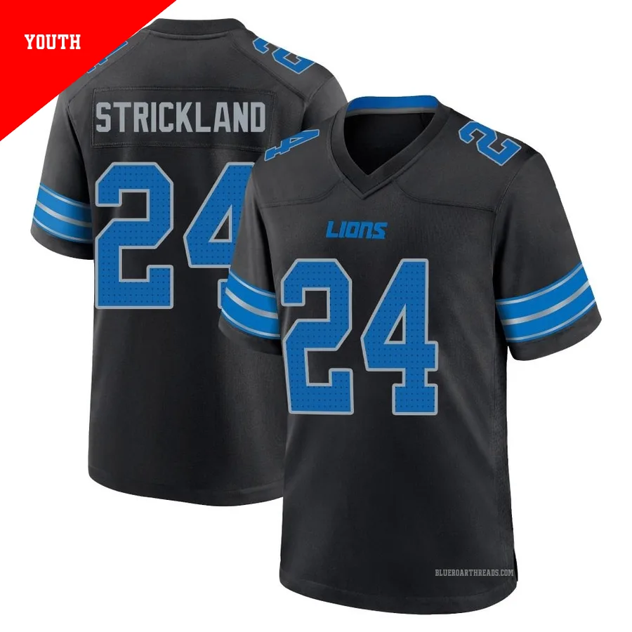 Youth Loren Strickland ＃24 Detroit Lions Black Game Alternate 2nd Jersey