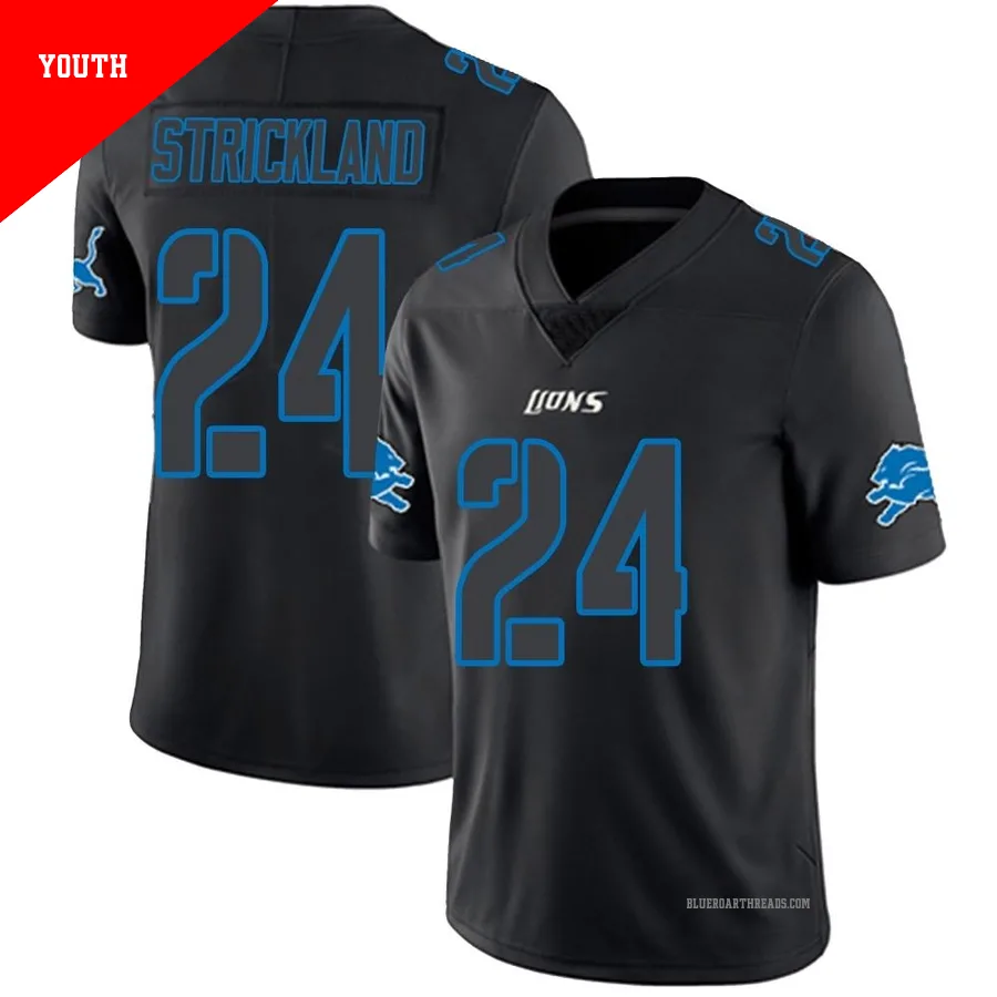 Youth Loren Strickland ＃24 Detroit Lions Black Impact Limited Jersey