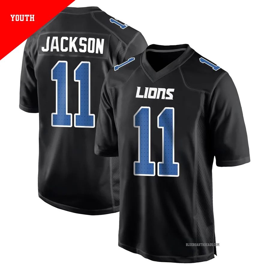Youth Lucky Jackson ＃11 Detroit Lions Black Game Carbon Fashion Jersey