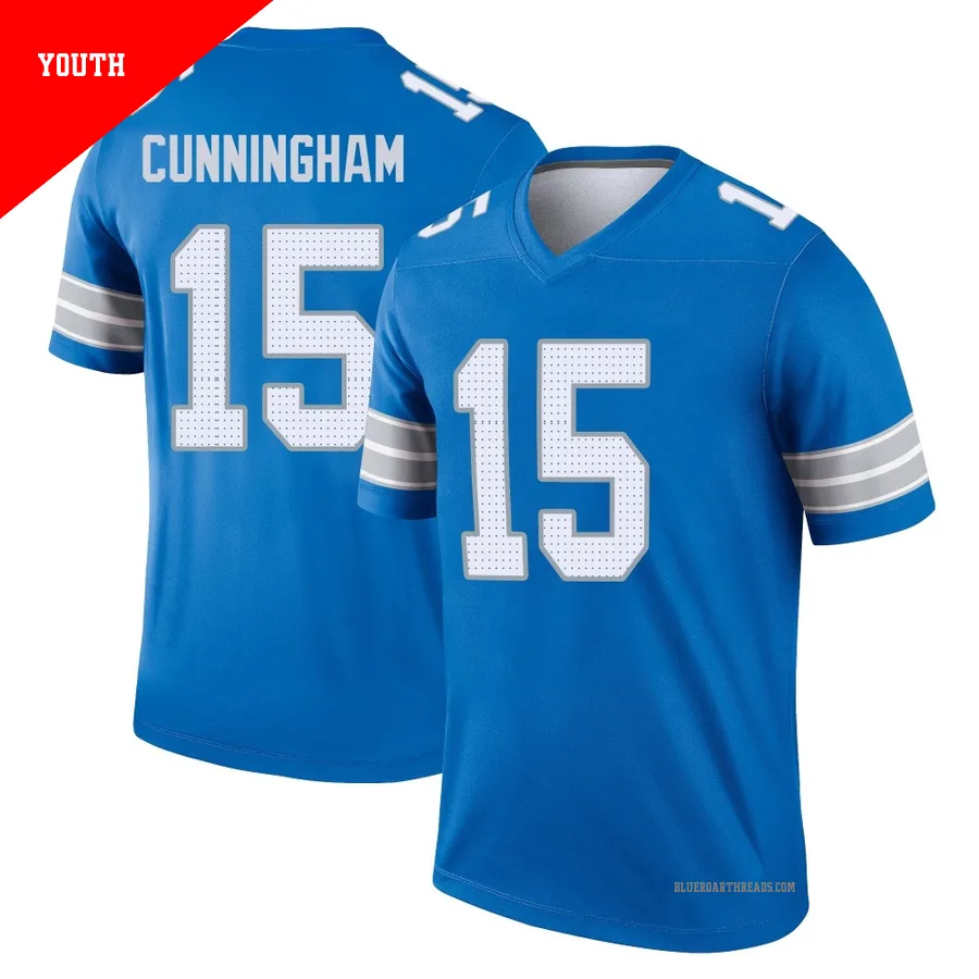 Youth Malik Cunningham ＃15 Detroit Lions Blue Legend 2nd Jersey