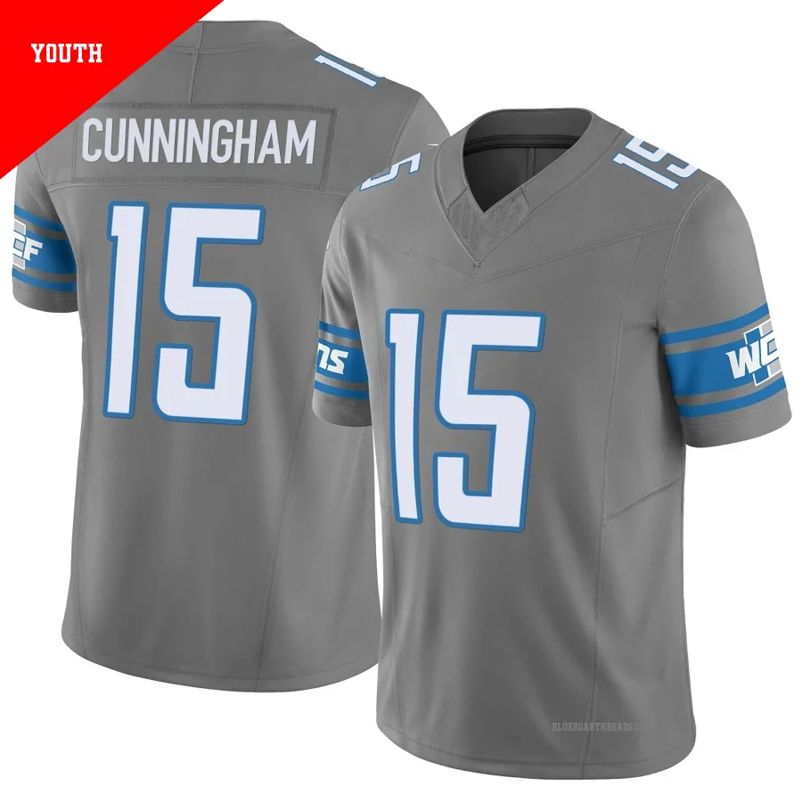 Youth Malik Cunningham ＃15 Detroit Lions Limited Silver Vapor F.U.S.E. Jersey