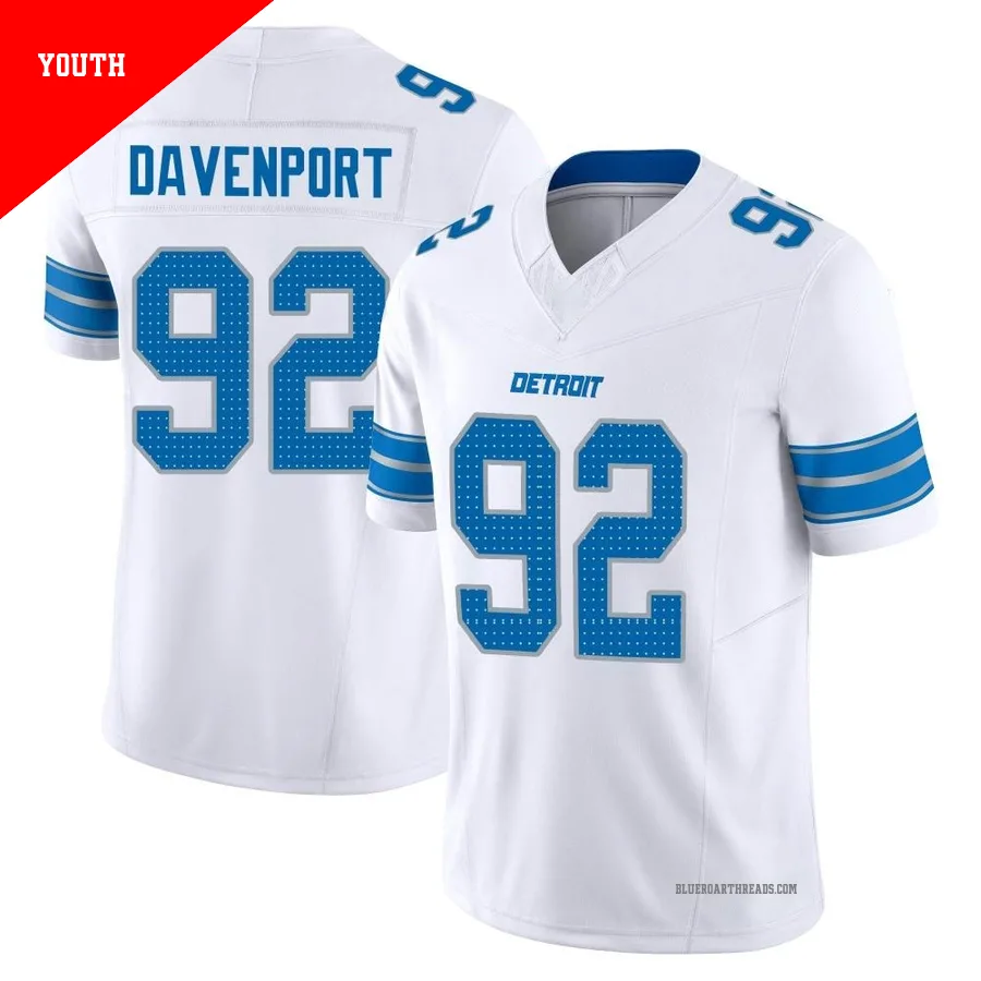 Youth Marcus Davenport ＃92 Detroit Lions White Limited Vapor F.U.S.E. 2nd Jersey