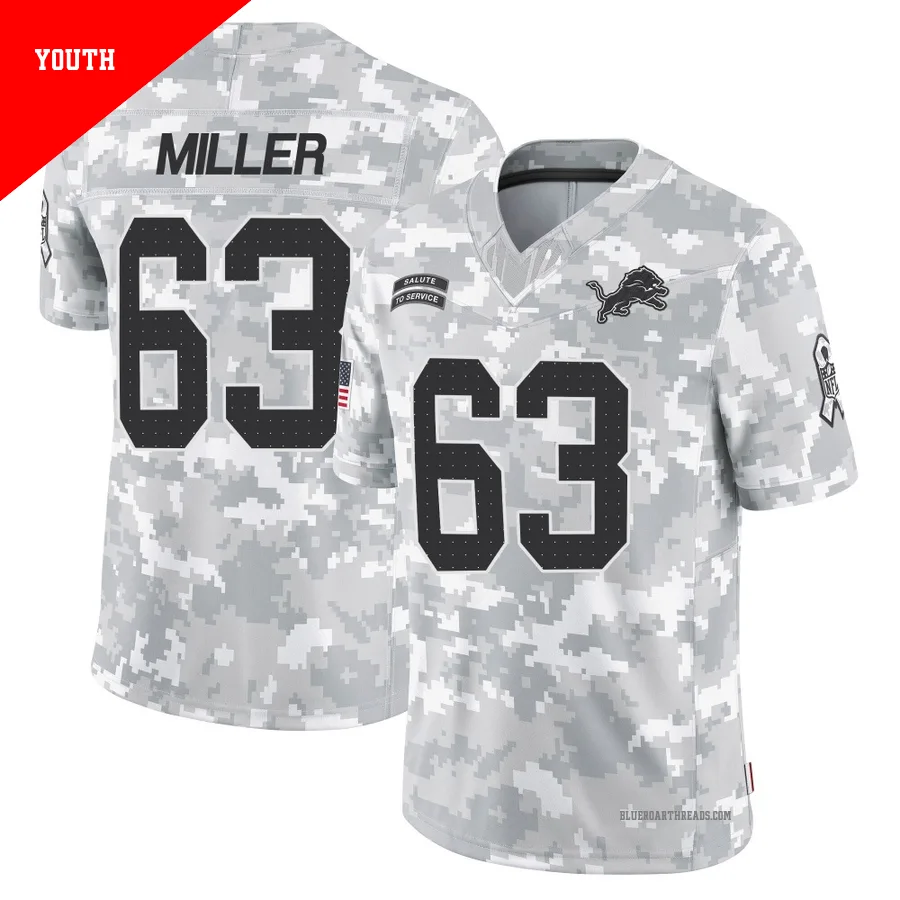 Youth Mason Miller ＃63 Detroit Lions Arctic Camo Limited 2024 Salute to Service Jersey