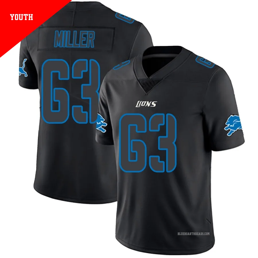 Youth Mason Miller ＃63 Detroit Lions Black Impact Limited Jersey