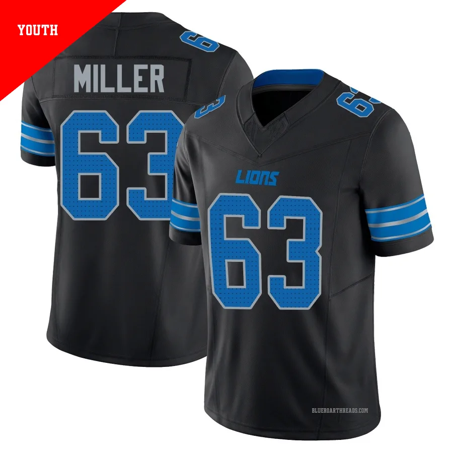 Youth Mason Miller ＃63 Detroit Lions Black Limited Alternate Vapor F.U.S.E. 2nd Jersey