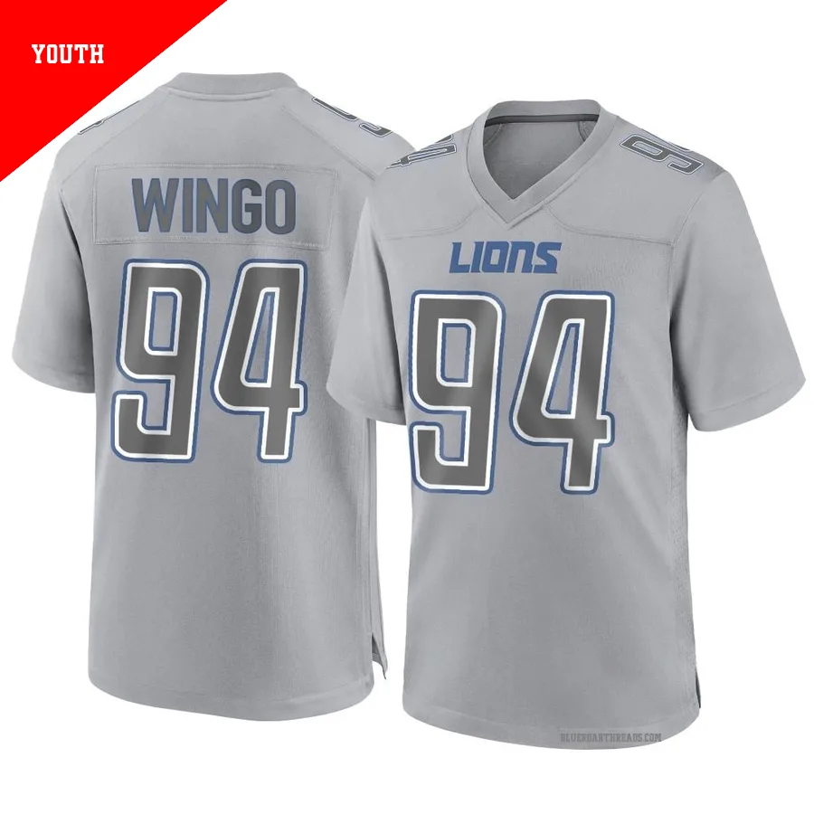 Youth Mekhi Wingo ＃94 Detroit Lions Gray Game Atmosphere Fashion Jersey