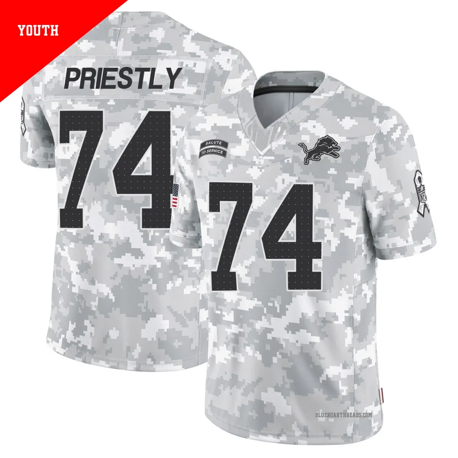 Youth Melvin Priestly ＃74 Detroit Lions Arctic Camo Limited 2024 Salute to Service Jersey