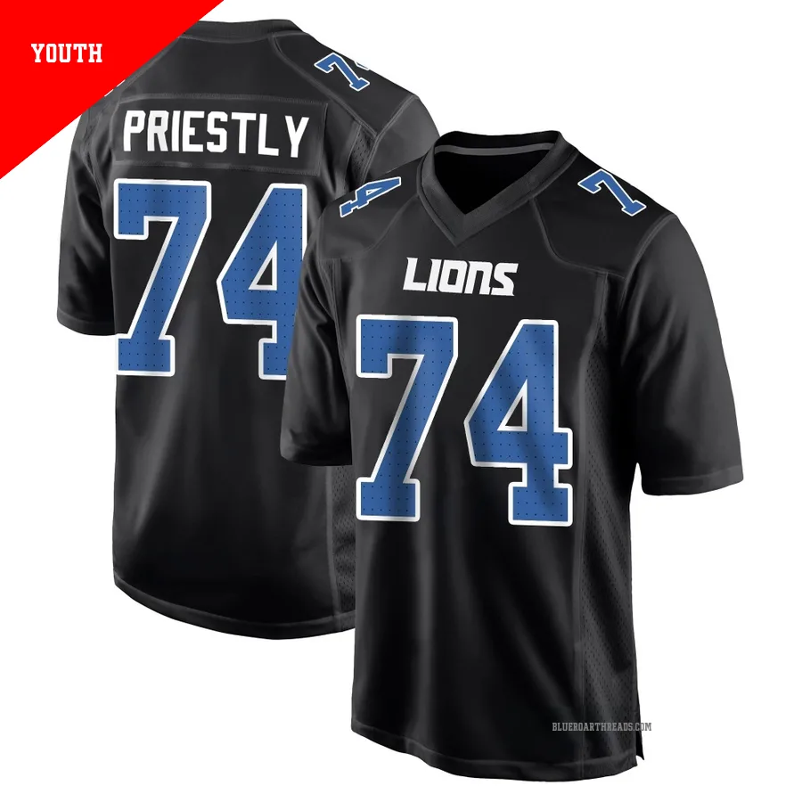 Youth Melvin Priestly ＃74 Detroit Lions Black Game Carbon Fashion Jersey