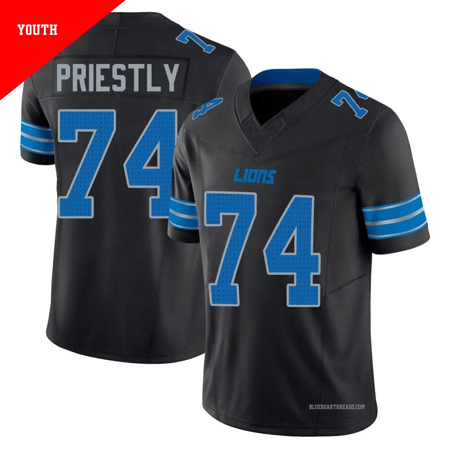 Youth Melvin Priestly ＃74 Detroit Lions Black Limited Alternate Vapor F.U.S.E. 2nd Jersey