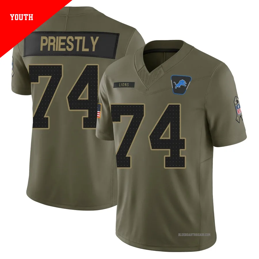 Youth Melvin Priestly ＃74 Detroit Lions Olive Limited 2025 Salute to Service Jersey