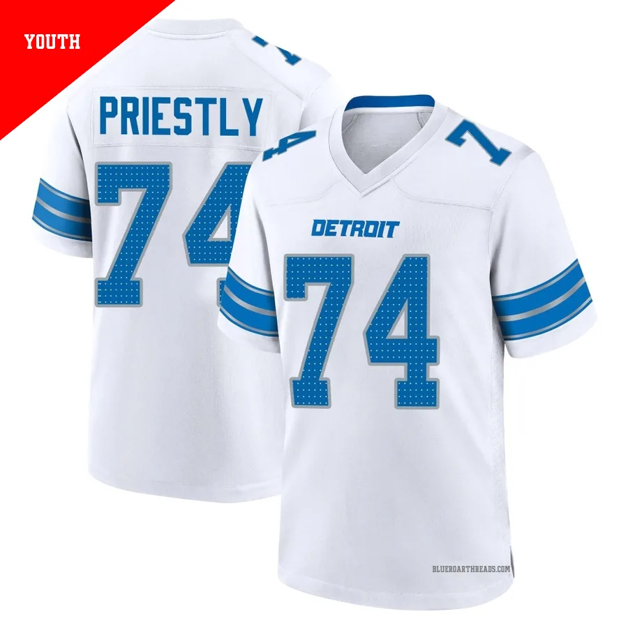 Youth Melvin Priestly ＃74 Detroit Lions White Game 2nd Jersey