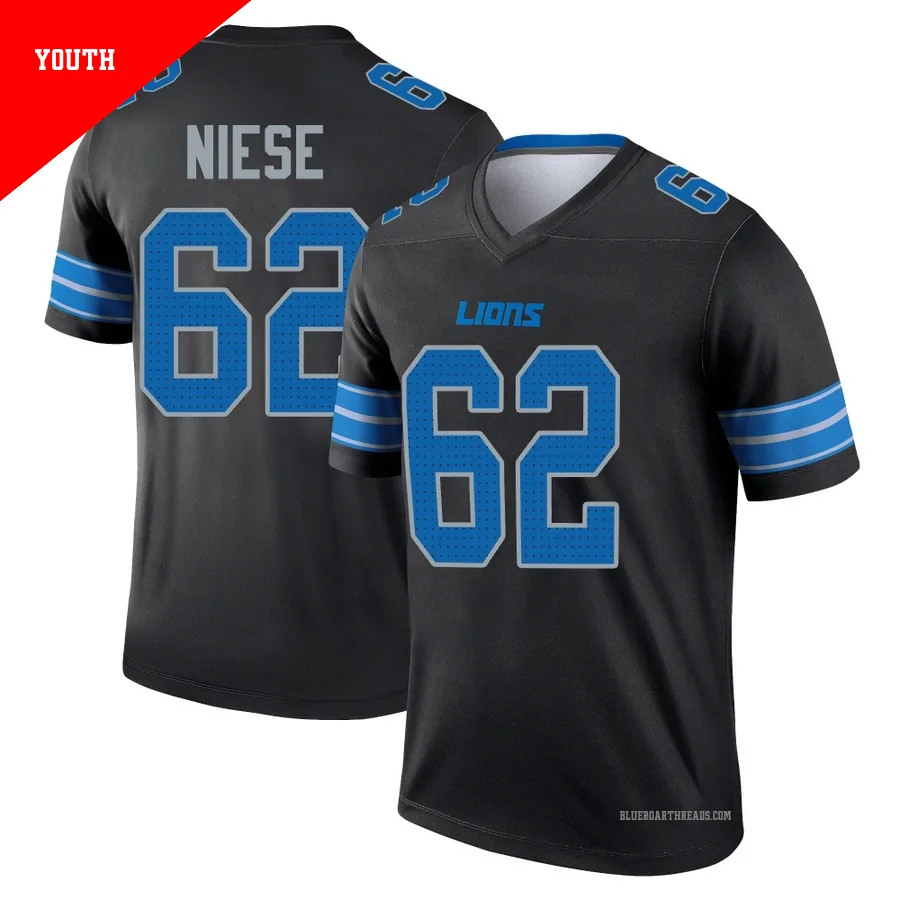 Youth Michael Niese ＃62 Detroit Lions Black Legend Jersey
