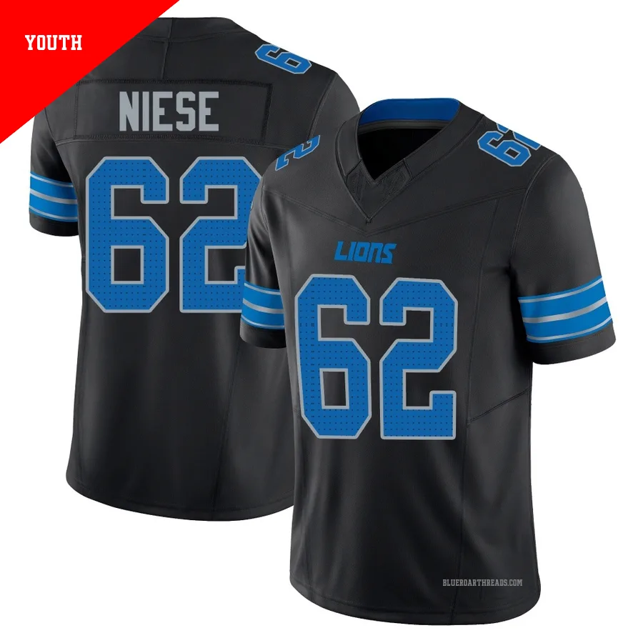 Youth Michael Niese ＃62 Detroit Lions Black Limited Alternate Vapor F.U.S.E. 2nd Jersey