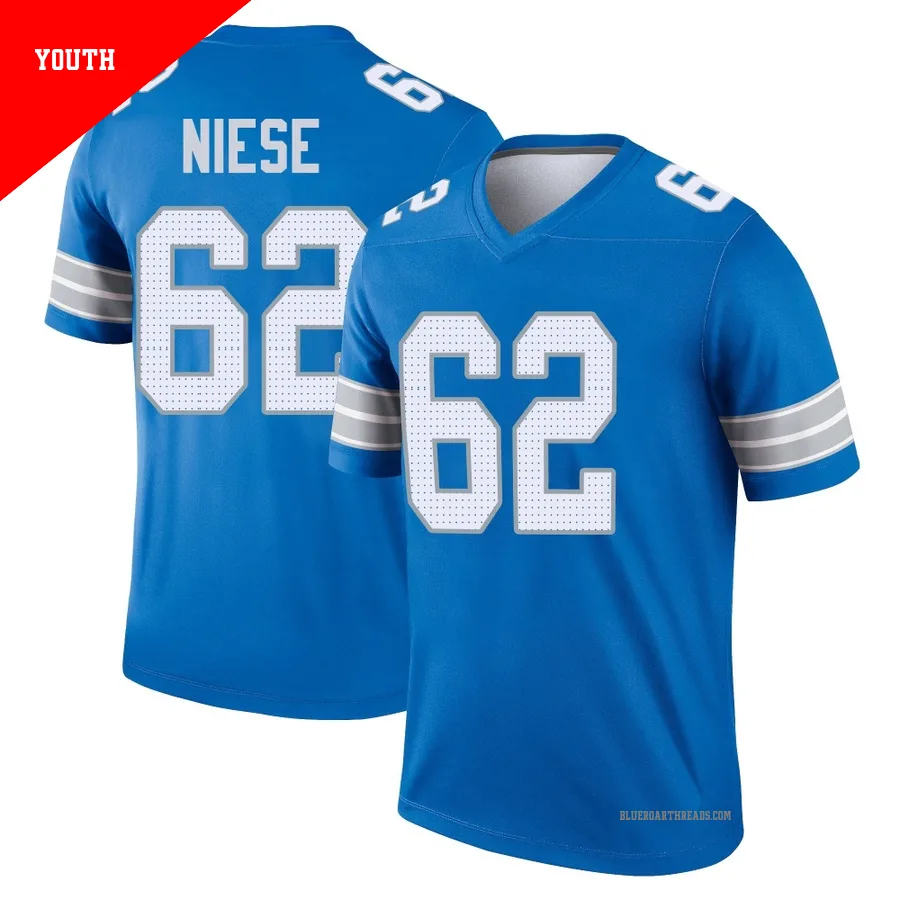 Youth Michael Niese ＃62 Detroit Lions Blue Legend 2nd Jersey